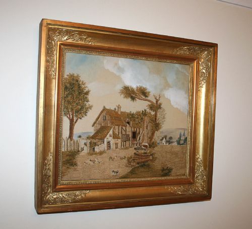 fig 2. Pair of Macclesfield Regency Watercolour Embroidery Silk Paintings (c. 1820)