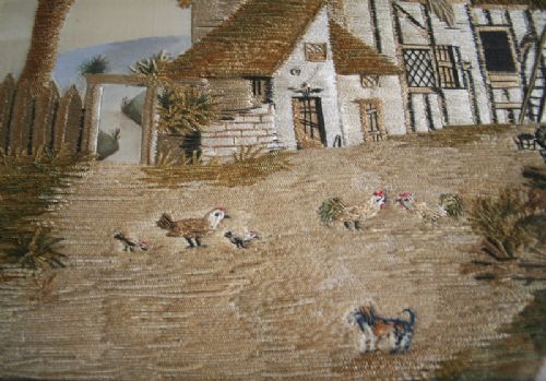 fig 4. Pair of Macclesfield Regency Watercolour Embroidery Silk Paintings (c. 1820)