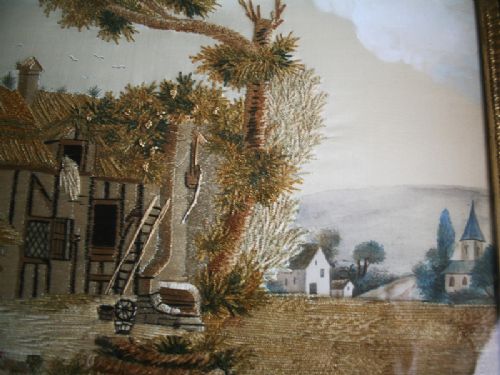 fig 6. Pair of Macclesfield Regency Watercolour Embroidery Silk Paintings (c. 1820)