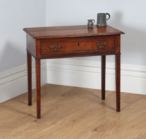 Antique English Georgian Country Oak & Ebony Side / Hall Table (Circa 1820)