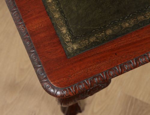 fig 2. Antique English Georgian Chippendale Style 5ft Mahogany & Leather Partners Library Table Desk (Circa 1880)