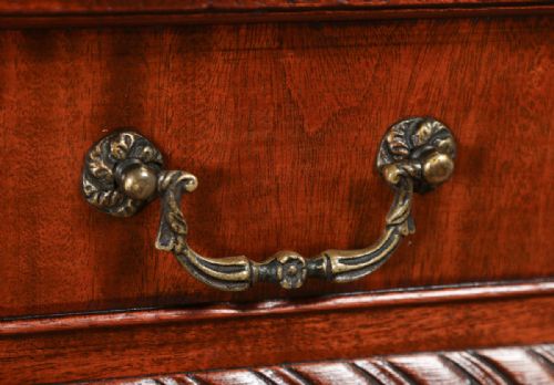 fig 3. Antique English Georgian Chippendale Style 5ft Mahogany & Leather Partners Library Table Desk (Circa 1880)