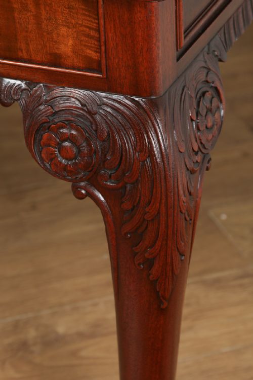 fig 5. Antique English Georgian Chippendale Style 5ft Mahogany & Leather Partners Library Table Desk (Circa 1880)