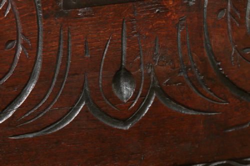 fig 4. Antique Charles II English West Country Oak Six Plank Boarded Coffer Chest 17th Century (Circa 1660)