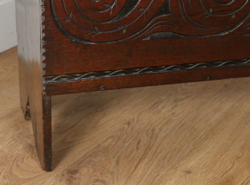fig 5. Antique Charles II English West Country Oak Six Plank Boarded Coffer Chest 17th Century (Circa 1660)