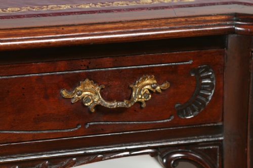 fig 3. Antique Victorian Rococo Carved Mahogany & Red Leather Writing Desk