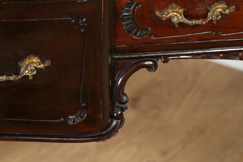 fig 4. Antique Victorian Rococo Carved Mahogany & Red Leather Writing Desk