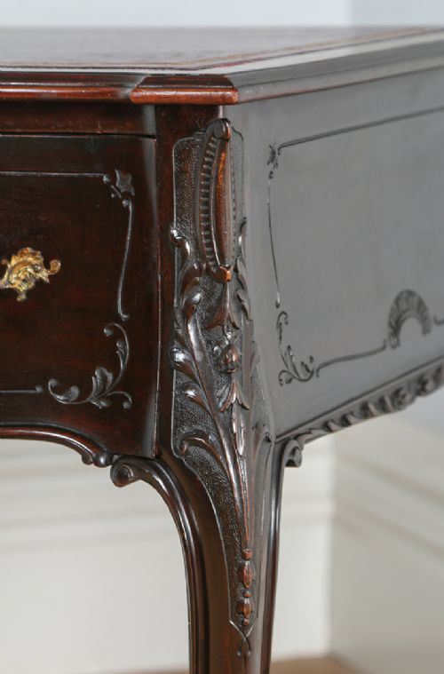 fig 6. Antique Victorian Rococo Carved Mahogany & Red Leather Writing Desk