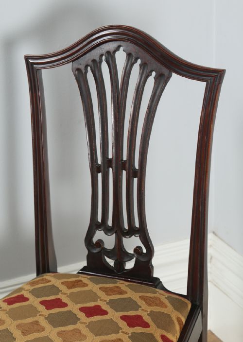 fig 5. Antique Set of 12 Twelve English Georgian Hepplewhite Style Mahogany Dining Chairs (Circa 1920)