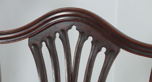 fig 6. Antique Set of 12 Twelve English Georgian Hepplewhite Style Mahogany Dining Chairs (Circa 1920)