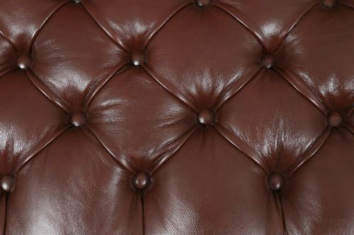 fig 4. Antique English Victorian Mahogany & Brown Leather Buttoned Ottoman Sool (Circa 1870)