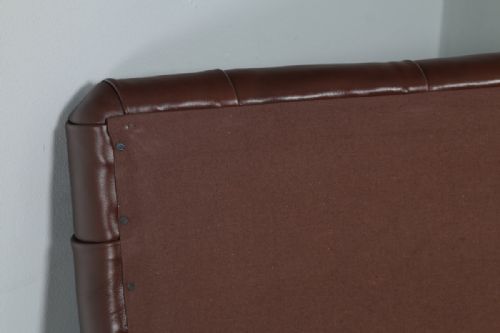 fig 6. Antique English Victorian Mahogany & Brown Leather Buttoned Ottoman Sool (Circa 1870)