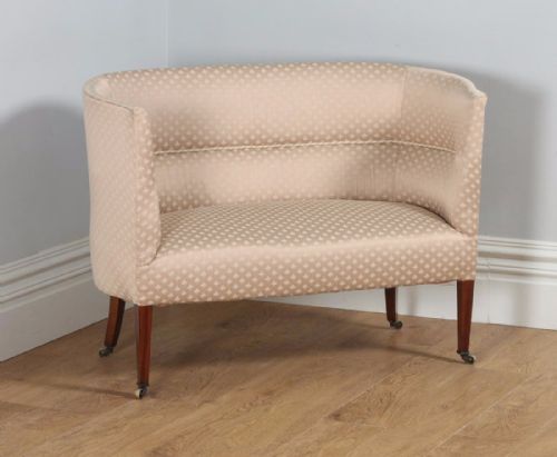 Antique English Edwardian Mahogany Tub Sofa Couch Settee (Circa 1910)