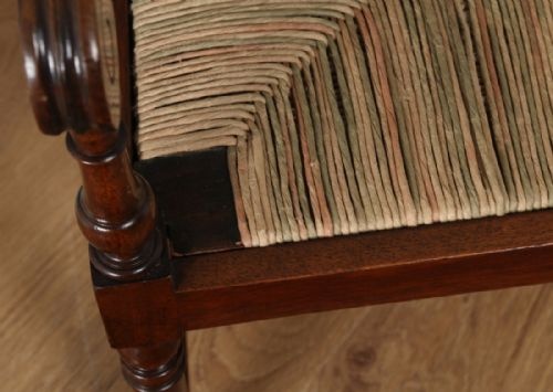 fig 8. Antique French Breton Walnut & Rush Seat Hall Settle Couch (Circa 1880)