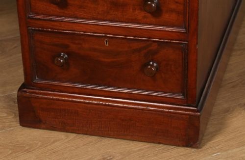 fig 5. Antique English Victorian Mahogany & Leather Partners Pedestal Office Writing Desk (Circa 1850)