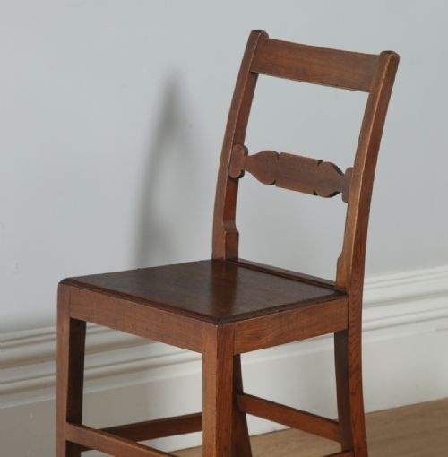fig 2. Antique Pair of English Georgian Regency Elm & Oak Country Hall Side Chairs (Circa 1815)