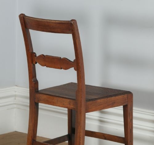 fig 4. Antique Pair of English Georgian Regency Elm & Oak Country Hall Side Chairs (Circa 1815)