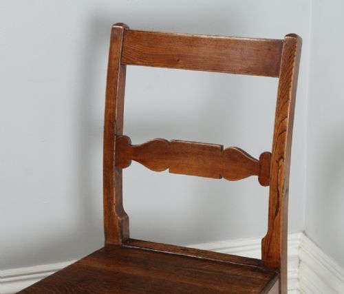 fig 7. Antique Pair of English Georgian Regency Elm & Oak Country Hall Side Chairs (Circa 1815)