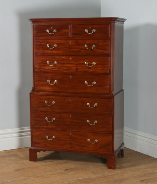 Antique English Georgian Mahogany Tallboy Chest on Chest of Drawers (Circa 1780)