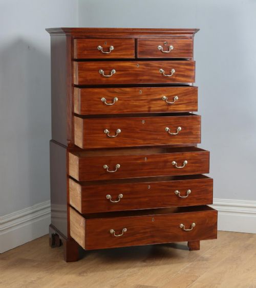 fig 5. Antique English Georgian Mahogany Tallboy Chest on Chest of Drawers (Circa 1780)
