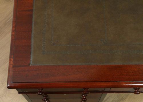 fig 2. Antique English Victorian Mahogany & Leather Partners Pedestal Office Writing Desk (Circa 1860)