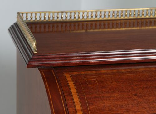 fig 2. Antique English Edwardian Ladies Mahogany & Leather Cylinder Office Writing Desk (Circa 1900)