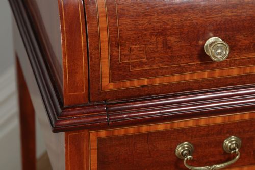 fig 3. Antique English Edwardian Ladies Mahogany & Leather Cylinder Office Writing Desk (Circa 1900)