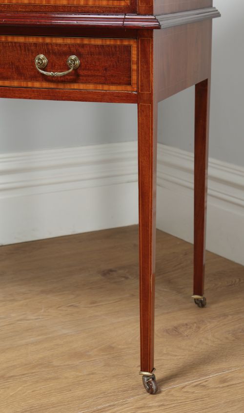 fig 4. Antique English Edwardian Ladies Mahogany & Leather Cylinder Office Writing Desk (Circa 1900)