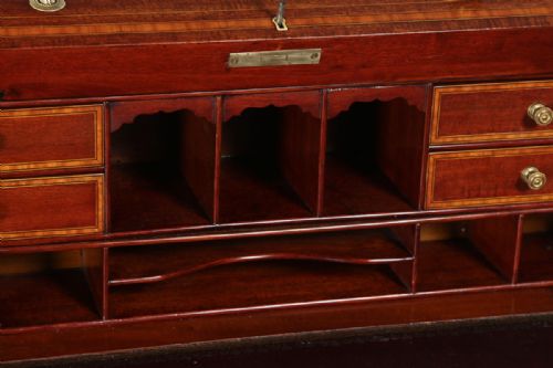 fig 7. Antique English Edwardian Ladies Mahogany & Leather Cylinder Office Writing Desk (Circa 1900)
