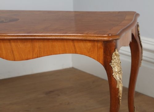 fig 5. Antique French Louis XVI Style Burr Walnut Marquetry Inlaid Brass Coffee Table (Circa 1920)