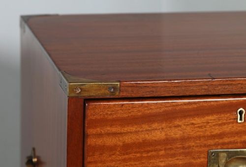 fig 2. Antique English Victorian Colonial Mahogany & Brass Military Campaign Chest of Drawers by Graves and Sons of Devonport (Circa 1890)
