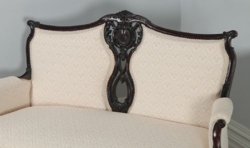 fig 1. Antique English Victorian Rococo Carved Mahogany Sofa Couch Settee (Circa 1880)