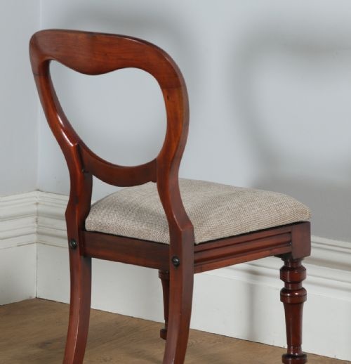 fig 7. Antique English Victorian Set of Twelve Mahogany Balloon Back Upholstered Dining Chairs (Circa 1860)