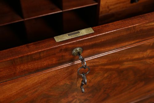 fig 4. Antique English Regency Flame Mahogany Secretaire Desk Chest of Drawers by Gillows of Lancaster (Circa 1830)