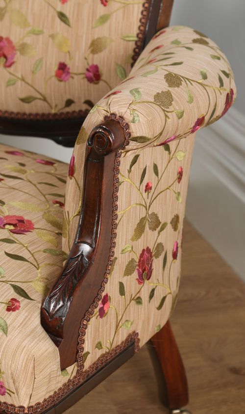 fig 5. Antique English Edwardian Art Nouveau Carved Mahogany Sofa Couch Settee (Circa 1900)