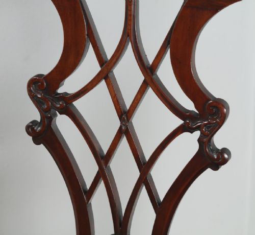 fig 4. Antique Set of 8 Eight English Georgian Chippendale Style Mahogany Dining Chairs By Waring and Gillows (Circa 1910)