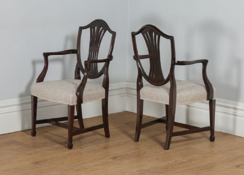 fig 4. Antique Set of 8 English Georgian Hepplewhite Style Mahogany Dining Chairs (Circa 1850)