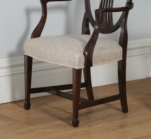 fig 5. Antique Set of 8 English Georgian Hepplewhite Style Mahogany Dining Chairs (Circa 1850)