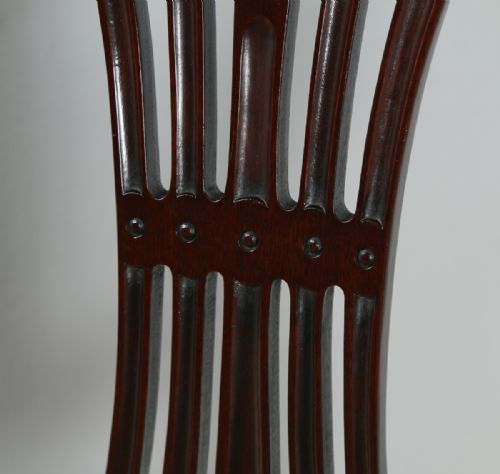 fig 7. Antique Set of 8 English Georgian Hepplewhite Style Mahogany Dining Chairs (Circa 1850)