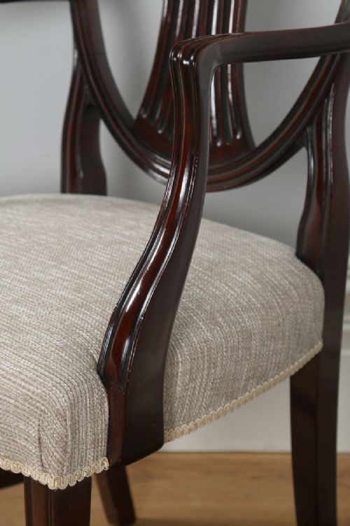 fig 8. Antique Set of 8 English Georgian Hepplewhite Style Mahogany Dining Chairs (Circa 1850)