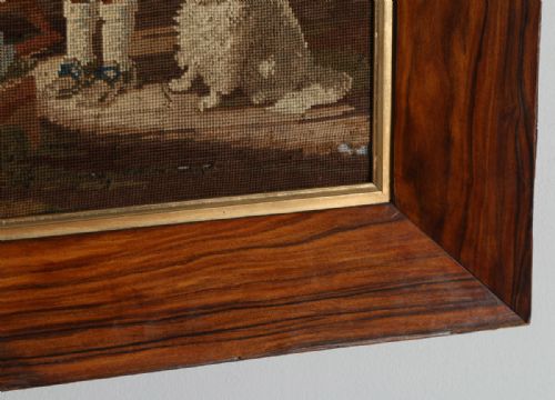 fig 4. Antique French Needlework Petit Point Wool Tapestry Wall Hanging Picture In Rosewood Frame (Circa 1870)