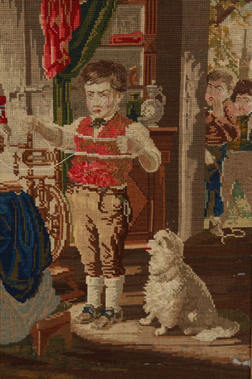 fig 6. Antique French Needlework Petit Point Wool Tapestry Wall Hanging Picture In Rosewood Frame (Circa 1870)