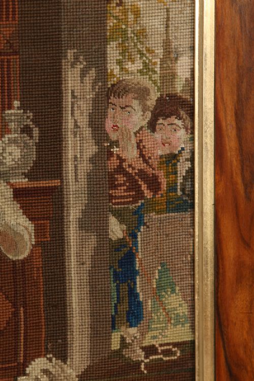fig 7. Antique French Needlework Petit Point Wool Tapestry Wall Hanging Picture In Rosewood Frame (Circa 1870)