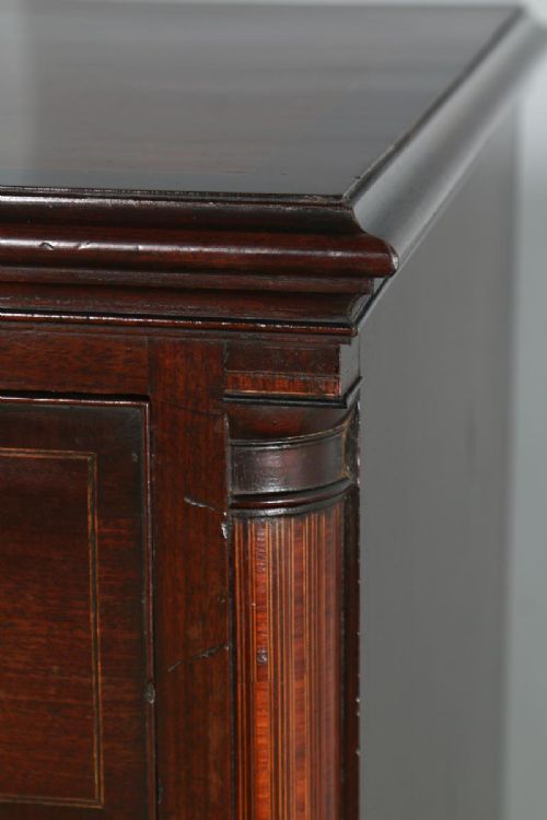 fig 3. Antique English Georgian Mahogany Inlaid Chest of Drawers (Circa 1800)