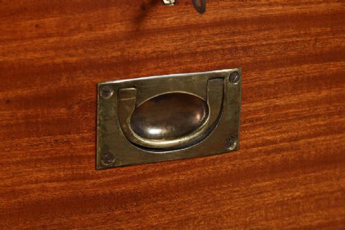 fig 3. Antique English Victorian Colonial Mahogany & Brass Military Campaign Chest of Drawers by Graves and Sons of Devonport (Circa 1890)