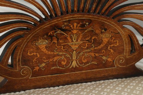 fig 4. Antique English Edwardian Mahogany Marquetry Inlaid Two Seat Window Sofa Couch Settee (Circa 1900)