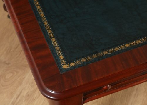 fig 2. Antique English Victorian 4ft 6” Mahogany & Leather Library Table Desk (Circa 1860)