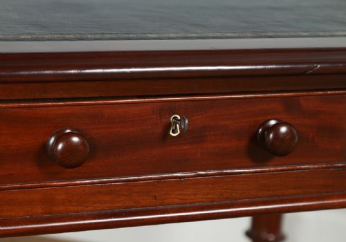 fig 4. Antique English Victorian 4ft 6” Mahogany & Leather Library Table Desk (Circa 1860)