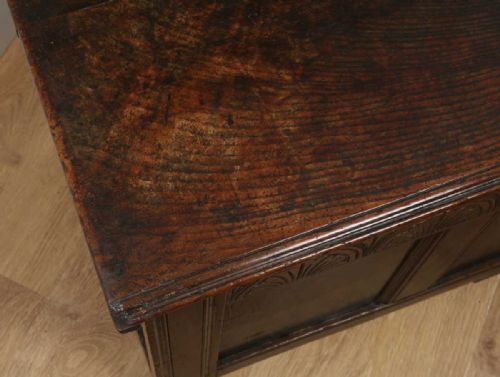 fig 2. Antique Charles II English Home Counties Oak Joined Coffer Blanket Chest (Circa 1680)
