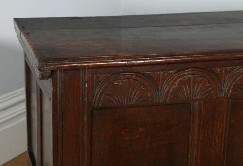fig 3. Antique Charles II English Home Counties Oak Joined Coffer Blanket Chest (Circa 1680)